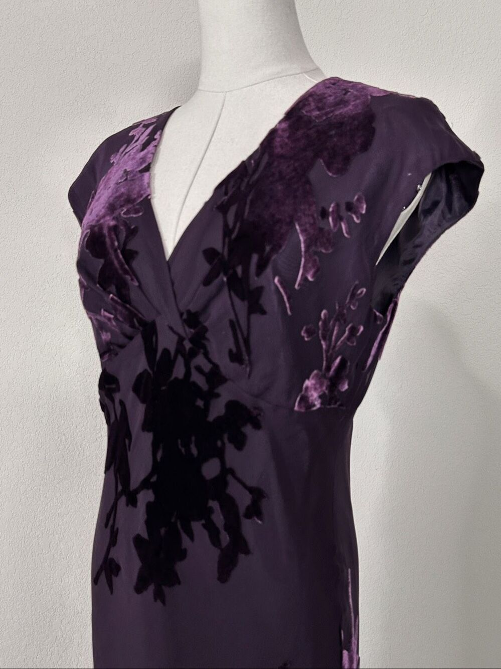 Vintage Jones New York Purple Silk Burnout Velvet Maxi Dress 10 Whimsigoth 90s - Picture 7 of 12